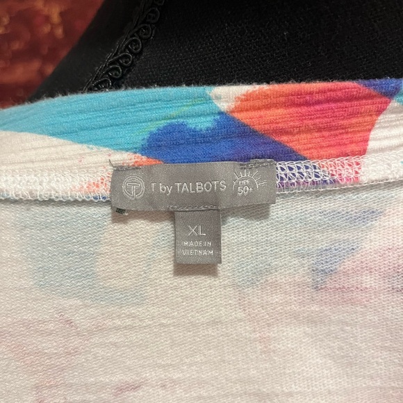 TALBOTS UPF 50+ SLUB TERRY COLORFUL FLORAL SWEATSHIRT, size XL - Picture 7 of 7